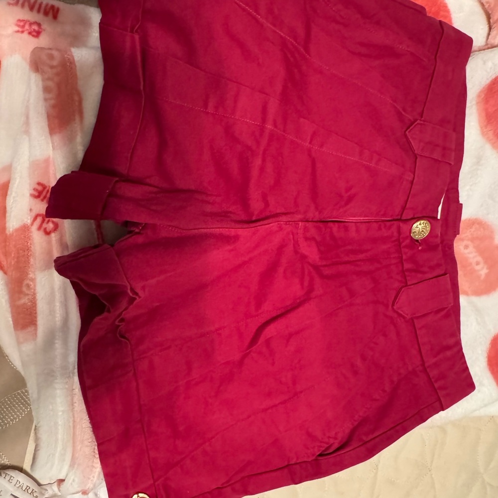 Chic High Waist Fuchsia Shorts with Gold Buttons